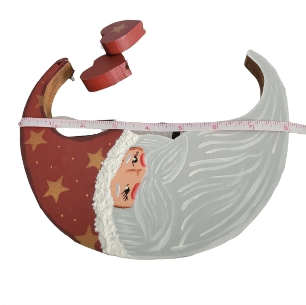 Wooden Santa With Hearts Folk Art Wall Decor